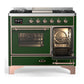 ILVE Majestic III 40-Inch Dual Fuel Range with 6 Sealed Burners + Griddle, 3.82 cu. ft. Oven, Emerald Green with Copper Trim, Natural Gas, Triple Glass Door, UMD40FNR3EGP