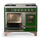 ILVE Majestic III 40-Inch Dual Fuel Range with 6 Sealed Burners + Griddle, 3.82 cu. ft. Oven, Emerald Green with Copper Trim, Natural Gas, Triple Glass Door, UMD40FNR3EGP