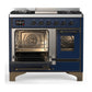 ILVE Majestic III 40-Inch Dual Fuel Range with 6 Sealed Burners + Griddle, 3.82 cu. ft. Oven, Mightnight Blue with Burnished Trim, Liquid Propane, Triple Glass Door, UMD40FNR3MBBLP