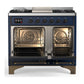 ILVE Majestic III 40-Inch Dual Fuel Range with 6 Sealed Burners + Griddle, 3.82 cu. ft. Oven, Mightnight Blue with Burnished Trim, Natural Gas, Triple Glass Door, UMD40FNR3MBB