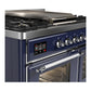 ILVE Majestic III 40-Inch Dual Fuel Range with 6 Sealed Burners + Griddle, 3.82 cu. ft. Oven, Mightnight Blue with Chrome Trim, Liquid Propane, Triple Glass Door, UMD40FNR3MBCLP