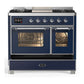 ILVE Majestic III 40-Inch Dual Fuel Range with 6 Sealed Burners + Griddle, 3.82 cu. ft. Oven, Mightnight Blue with Chrome Trim, Liquid Propane, Triple Glass Door, UMD40FNR3MBCLP
