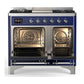 ILVE Majestic III 40-Inch Dual Fuel Range with 6 Sealed Burners + Griddle, 3.82 cu. ft. Oven, Mightnight Blue with Chrome Trim, Natural Gas, Triple Glass Door, UMD40FNR3MBC