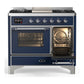 ILVE Majestic III 40-Inch Dual Fuel Range with 6 Sealed Burners + Griddle, 3.82 cu. ft. Oven, Mightnight Blue with Chrome Trim, Natural Gas, Triple Glass Door, UMD40FNR3MBC