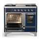 ILVE Majestic III 40-Inch Dual Fuel Range with 6 Sealed Burners + Griddle, 3.82 cu. ft. Oven, Mightnight Blue with Chrome Trim, Natural Gas, Triple Glass Door, UMD40FNR3MBC