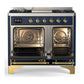 ILVE Majestic III 40-Inch Dual Fuel Range with 6 Sealed Burners + Griddle, 3.82 cu. ft. Oven, Mightnight Blue with Brass Trim, Liquid Propane, Triple Glass Door, UMD40FNR3MBGLP