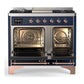 ILVE Majestic III 40-Inch Dual Fuel Range with 6 Sealed Burners + Griddle, 3.82 cu. ft. Oven, Mightnight Blue with Copper Trim, Liquid Propane, Triple Glass Door, UMD40FNR3MBPLP
