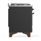 ILVE Majestic III 40-Inch Dual Fuel Range with 6 Sealed Burners + Griddle, 3.82 cu. ft. Oven, Matte Graphite with Burnished Trim, Liquid Propane, Triple Glass Door, UMD40FNR3MGBLP