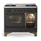 ILVE Majestic III 40-Inch Dual Fuel Range with 6 Sealed Burners + Griddle, 3.82 cu. ft. Oven, Matte Graphite with Burnished Trim, Natural Gas, Triple Glass Door, UMD40FNR3MGB