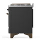ILVE Majestic III 40-Inch Dual Fuel Range with 6 Sealed Burners + Griddle, 3.82 cu. ft. Oven, Matte Graphite with Burnished Trim, Natural Gas, Triple Glass Door, UMD40FNR3MGB