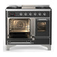 ILVE Majestic III 40-Inch Dual Fuel Range with 6 Sealed Burners + Griddle, 3.82 cu. ft. Oven, Matte Graphite with Chrome Trim, Liquid Propane, Triple Glass Door, UMD40FNR3MGCLP