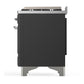 ILVE Majestic III 40-Inch Dual Fuel Range with 6 Sealed Burners + Griddle, 3.82 cu. ft. Oven, Matte Graphite with Chrome Trim, Liquid Propane, Triple Glass Door, UMD40FNR3MGCLP