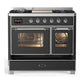 ILVE Majestic III 40-Inch Dual Fuel Range with 6 Sealed Burners + Griddle, 3.82 cu. ft. Oven, Matte Graphite with Chrome Trim, Natural Gas, Triple Glass Door, UMD40FNR3MGC