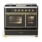ILVE Majestic III 40-Inch Dual Fuel Range with 6 Sealed Burners + Griddle, 3.82 cu. ft. Oven, Matte Graphite with Brass Trim, Liquid Propane, Triple Glass Door, UMD40FNR3MGGLP