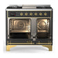 ILVE Majestic III 40-Inch Dual Fuel Range with 6 Sealed Burners + Griddle, 3.82 cu. ft. Oven, Matte Graphite with Brass Trim, Natural Gas, Triple Glass Door, UMD40FNR3MGG