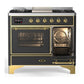 ILVE Majestic III 40-Inch Dual Fuel Range with 6 Sealed Burners + Griddle, 3.82 cu. ft. Oven, Matte Graphite with Brass Trim, Natural Gas, Triple Glass Door, UMD40FNR3MGG
