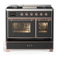ILVE Majestic III 40-Inch Dual Fuel Range with 6 Sealed Burners + Griddle, 3.82 cu. ft. Oven, Matte Graphite with Copper Trim, Liquid Propane, Triple Glass Door, UMD40FNR3MGPLP