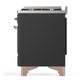 ILVE Majestic III 40-Inch Dual Fuel Range with 6 Sealed Burners + Griddle, 3.82 cu. ft. Oven, Matte Graphite with Copper Trim, Liquid Propane, Triple Glass Door, UMD40FNR3MGPLP