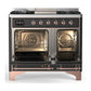 ILVE Majestic III 40-Inch Dual Fuel Range with 6 Sealed Burners + Griddle, 3.82 cu. ft. Oven, Matte Graphite with Copper Trim, Natural Gas, Triple Glass Door, UMD40FNR3MGP