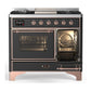 ILVE Majestic III 40-Inch Dual Fuel Range with 6 Sealed Burners + Griddle, 3.82 cu. ft. Oven, Matte Graphite with Copper Trim, Natural Gas, Triple Glass Door, UMD40FNR3MGP
