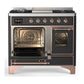 ILVE Majestic III 40-Inch Dual Fuel Range with 6 Sealed Burners + Griddle, 3.82 cu. ft. Oven, Matte Graphite with Copper Trim, Natural Gas, Triple Glass Door, UMD40FNR3MGP