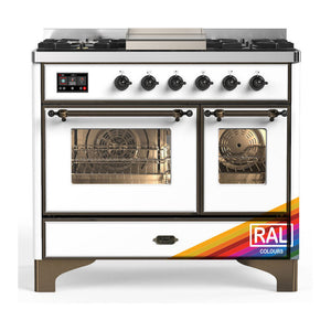 ILVE Majestic III 40-Inch Dual Fuel Range with 6 Sealed Burners + Griddle, 3.82 cu. ft. Oven, RAL with Burnished Trim, Liquid Propane, Triple Glass Door, UMD40FNR3RABLP