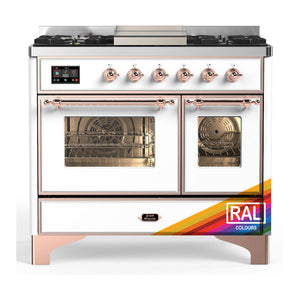 ILVE Majestic III 40-Inch Dual Fuel Range with 6 Sealed Burners + Griddle, 3.82 cu. ft. Oven, RAL with Copper Trim, Liquid Propane, Triple Glass Door, UMD40FNR3RAPLP