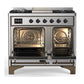 ILVE Majestic III 40-Inch Dual Fuel Range with 6 Sealed Burners + Griddle, 3.82 cu. ft. Oven, Stainless Steel with Burnished Trim, Natural Gas, Triple Glass Door, UMD40FNR3SSB