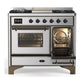 ILVE Majestic III 40-Inch Dual Fuel Range with 6 Sealed Burners + Griddle, 3.82 cu. ft. Oven, Stainless Steel with Burnished Trim, Natural Gas, Triple Glass Door, UMD40FNR3SSB