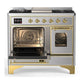 ILVE Majestic III 40-Inch Dual Fuel Range with 6 Sealed Burners + Griddle, 3.82 cu. ft. Oven, Stainless Steel with Brass Trim, Natural Gas, Triple Glass Door, UMD40FNR3SSG
