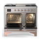 ILVE Majestic III 40-Inch Dual Fuel Range with 6 Sealed Burners + Griddle, 3.82 cu. ft. Oven, Stainless Steel with Copper Trim, Liquid Propane, Triple Glass Door, UMD40FNR3SSPLP