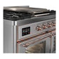 ILVE Majestic III 40-Inch Dual Fuel Range with 6 Sealed Burners + Griddle, 3.82 cu. ft. Oven, Stainless Steel with Copper Trim, Natural Gas, Triple Glass Door, UMD40FNR3SSP
