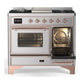 ILVE Majestic III 40-Inch Dual Fuel Range with 6 Sealed Burners + Griddle, 3.82 cu. ft. Oven, Stainless Steel with Copper Trim, Natural Gas, Triple Glass Door, UMD40FNR3SSP