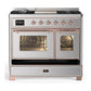 ILVE Majestic III 40-Inch Dual Fuel Range with 6 Sealed Burners + Griddle, 3.82 cu. ft. Oven, Stainless Steel with Copper Trim, Natural Gas, Triple Glass Door, UMD40FNR3SSP