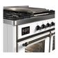 ILVE Majestic III 40-Inch Dual Fuel Range with 6 Sealed Burners + Griddle, 3.82 cu. ft. Oven, White with Burnished Trim, Liquid Propane, Triple Glass Door, UMD40FNR3WHBLP