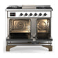 ILVE Majestic III 40-Inch Dual Fuel Range with 6 Sealed Burners + Griddle, 3.82 cu. ft. Oven, White with Burnished Trim, Natural Gas, Triple Glass Door, UMD40FNR3WHB