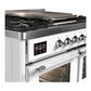 ILVE Majestic III 40-Inch Dual Fuel Range with 6 Sealed Burners + Griddle, 3.82 cu. ft. Oven, White with Chrome Trim, Liquid Propane, Triple Glass Door, UMD40FNR3WHCLP