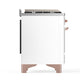 ILVE Majestic III 40-Inch Dual Fuel Range with 6 Sealed Burners + Griddle, 3.82 cu. ft. Oven, White with Copper Trim, Liquid Propane, Triple Glass Door, UMD40FNR3WHPLP