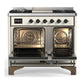 ILVE Majestic III 40-Inch Dual Fuel Range with 6 Sealed Burners + Griddle, 3.82 cu. ft. Oven, Antique White with Burnished Trim, Liquid Propane, Solid Door, UMD40FQNR3AWBLP