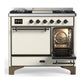 ILVE Majestic III 40-Inch Dual Fuel Range with 6 Sealed Burners + Griddle, 3.82 cu. ft. Oven, Antique White with Burnished Trim, Liquid Propane, Solid Door, UMD40FQNR3AWBLP