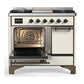 ILVE Majestic III 40-Inch Dual Fuel Range with 6 Sealed Burners + Griddle, 3.82 cu. ft. Oven, Antique White with Burnished Trim, Liquid Propane, Solid Door, UMD40FQNR3AWBLP