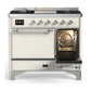 ILVE Majestic III 40-Inch Dual Fuel Range with 6 Sealed Burners + Griddle, 3.82 cu. ft. Oven, Antique White with Chrome Trim, Liquid Propane, Solid Door, UMD40FQNR3AWCLP