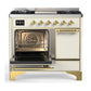 ILVE Majestic III 40-Inch Dual Fuel Range with 6 Sealed Burners + Griddle, 3.82 cu. ft. Oven, Antique White with Brass Trim, Liquid Propane, Solid Door, UMD40FQNR3AWGLP