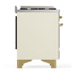 ILVE Majestic III 40-Inch Dual Fuel Range with 6 Sealed Burners + Griddle, 3.82 cu. ft. Oven, Antique White with Brass Trim, Natural Gas, Solid Door, UMD40FQNR3AWG