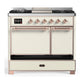 ILVE Majestic III 40-Inch Dual Fuel Range with 6 Sealed Burners + Griddle, 3.82 cu. ft. Oven, Antique White with Copper Trim, Liquid Propane, Solid Door, UMD40FQNR3AWPLP