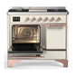 ILVE Majestic III 40-Inch Dual Fuel Range with 6 Sealed Burners + Griddle, 3.82 cu. ft. Oven, Antique White with Copper Trim, Natural Gas, Solid Door, UMD40FQNR3AWP