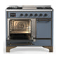 ILVE Majestic III 40-Inch Dual Fuel Range with 6 Sealed Burners + Griddle, 3.82 cu. ft. Oven, Blue Grey with Burnished Trim, Natural Gas, Solid Door, UMD40FQNR3BGB
