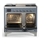 ILVE Majestic III 40-Inch Dual Fuel Range with 6 Sealed Burners + Griddle, 3.82 cu. ft. Oven, Blue Grey with Chrome Trim, Natural Gas, Solid Door, UMD40FQNR3BGC