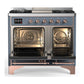 ILVE Majestic III 40-Inch Dual Fuel Range with 6 Sealed Burners + Griddle, 3.82 cu. ft. Oven, Blue Grey with Copper Trim, Liquid Propane, Solid Door, UMD40FQNR3BGPLP