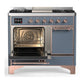 ILVE Majestic III 40-Inch Dual Fuel Range with 6 Sealed Burners + Griddle, 3.82 cu. ft. Oven, Blue Grey with Copper Trim, Liquid Propane, Solid Door, UMD40FQNR3BGPLP